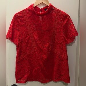 Laundry by Shelli Segal Lined Red Lace Top